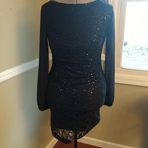 Navy blue sequin evening dress